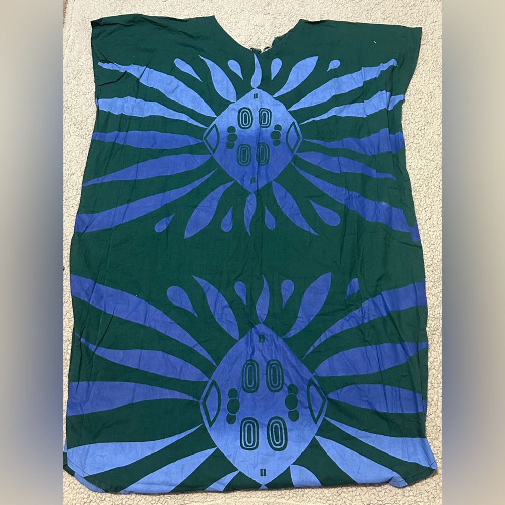 Source Unknown Green and Blue Patterned Dress